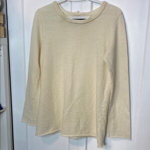 Barbara Lang Paris | Cream Long Sleeve knit Top - 100% Wool - oversized fit - m